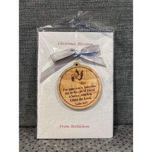 Handmade Wooden Christmas Ornament Luke 2:11 Verse Dove Design From Bethlehem